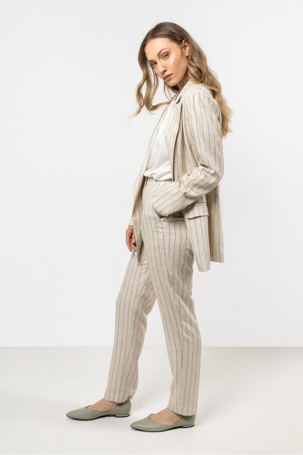 Beige Women Trousers in Pants, Trousers, Shorts with Len and Viscose