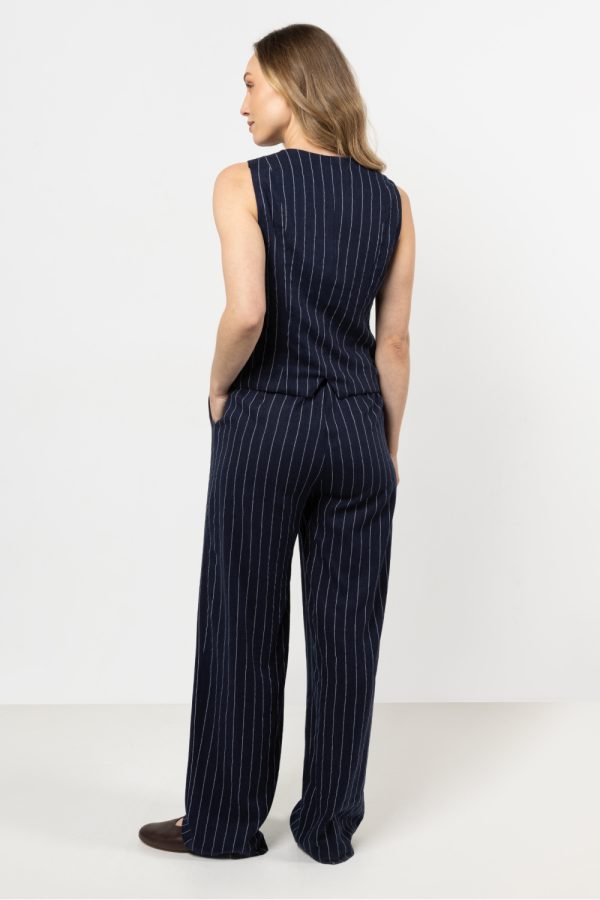Navy Blue Women Trousers in Pants, Trousers, Shorts with Len and Viscose