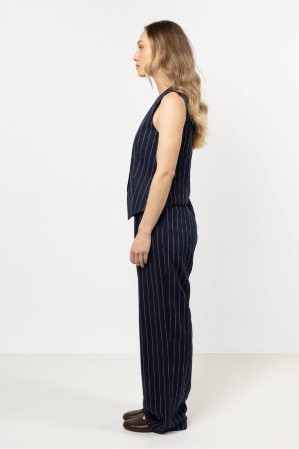 Navy Blue Women Trousers in Pants, Trousers, Shorts with Len and Viscose
