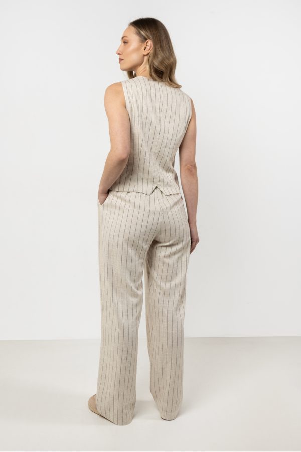 Beige Women Trousers in Pants, Trousers, Shorts with Len and Viscose