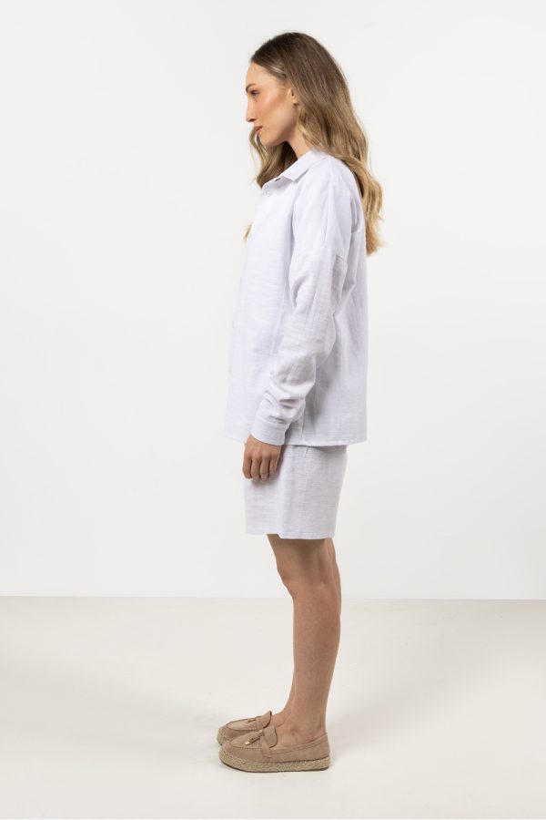 White Long Sleeve Shirt in Shirts For Women with Cotton