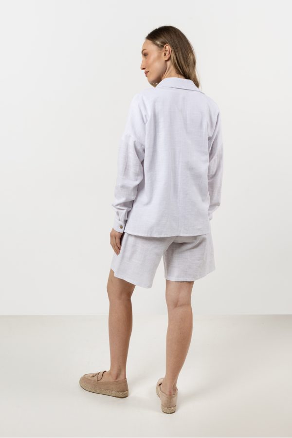 White Long Sleeve Shirt in Shirts For Women with Cotton
