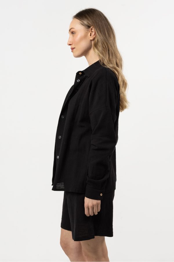 Black Long Sleeve Shirt in Shirts For Women with Cotton
