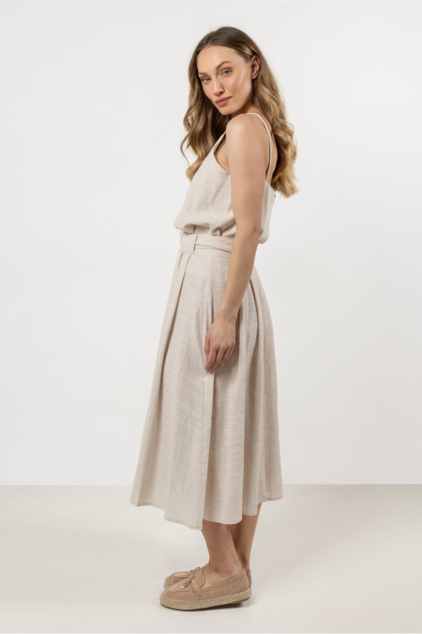 Beige Skirt in Skirts with Cotton
