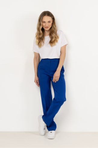 Blue Women Trousers in Pants, Trousers, Shorts with Spandex and Polyester