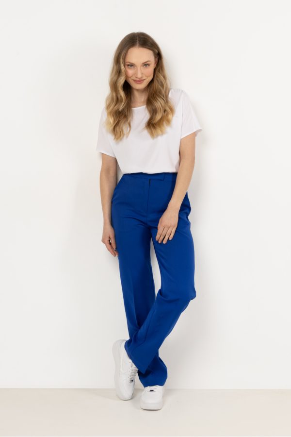 Blue Women Trousers in Pants, Trousers, Shorts with Spandex and Polyester