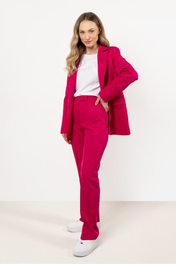 Pink Women Trousers in Pants, Trousers, Shorts with Spandex and Polyester