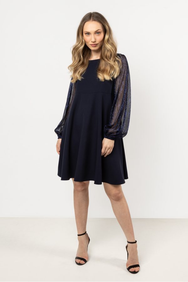 Navy Blue Evening Dress in Evening Dresses with Spandex and Polyester