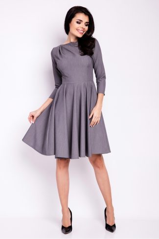 Grey Daydress in Day Dresses with Spandex, Polyester and Viscose