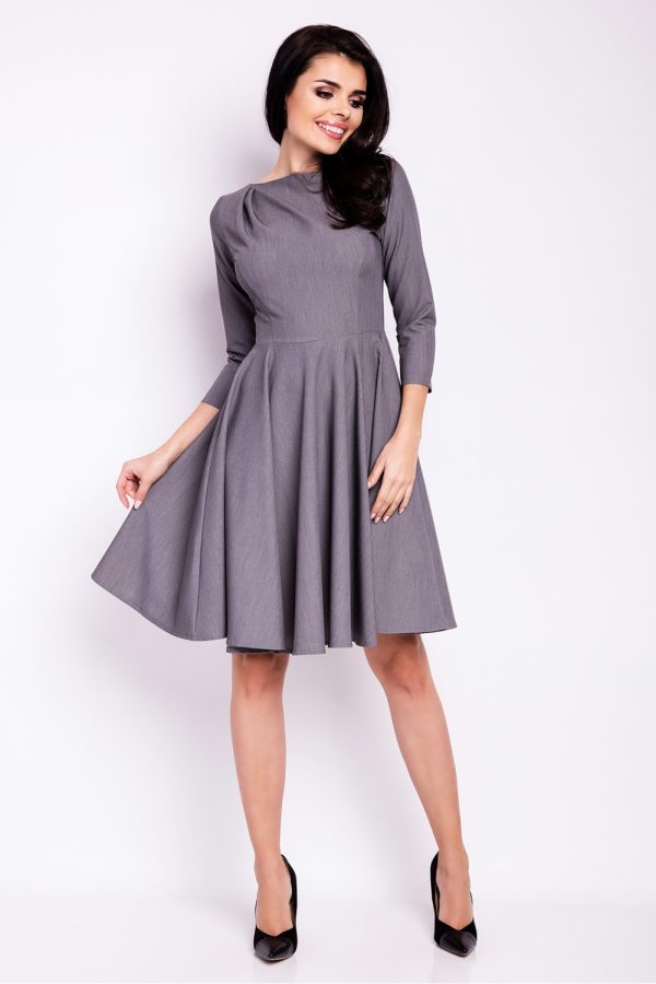Grey Daydress in Day Dresses with Spandex, Polyester and Viscose