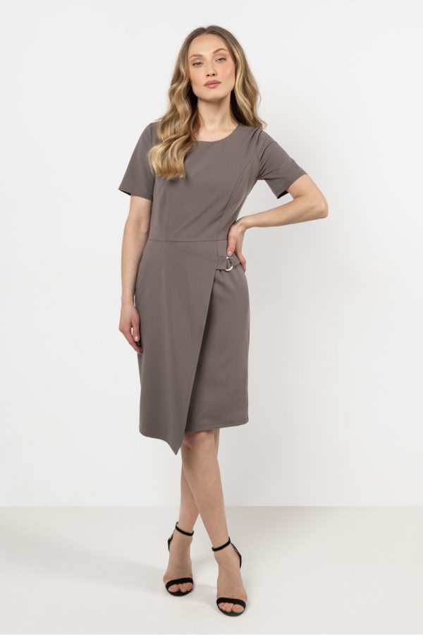 Brown Daydress in Day Dresses with Spandex, Polyester and Viscose