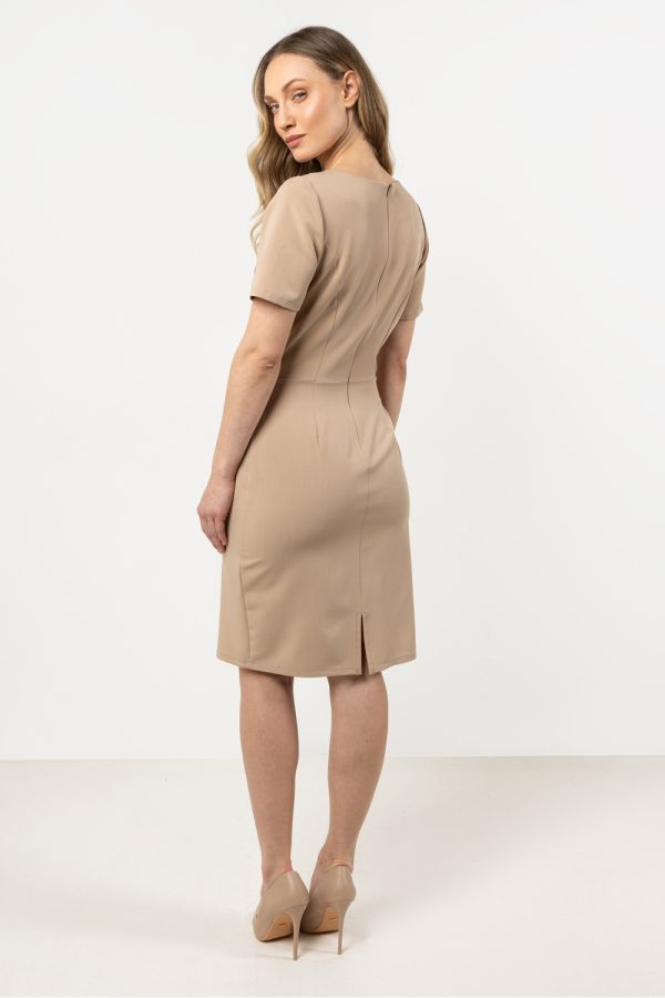 Beige Daydress in Day Dresses with Spandex, Polyester and Viscose
