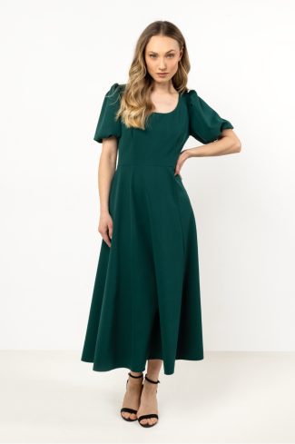 Green Daydress in Day Dresses with Spandex, Polyester and Viscose