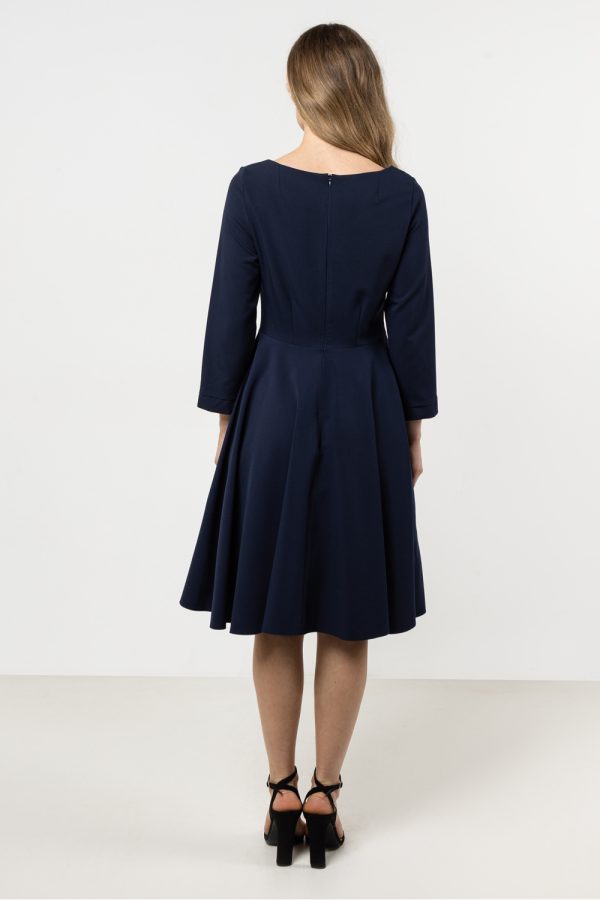 Navy Blue Daydress in Day Dresses with Spandex, Polyester and Viscose