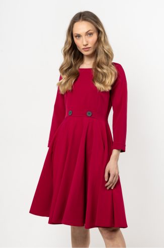 Red Daydress in Day Dresses with Spandex, Polyester and Viscose