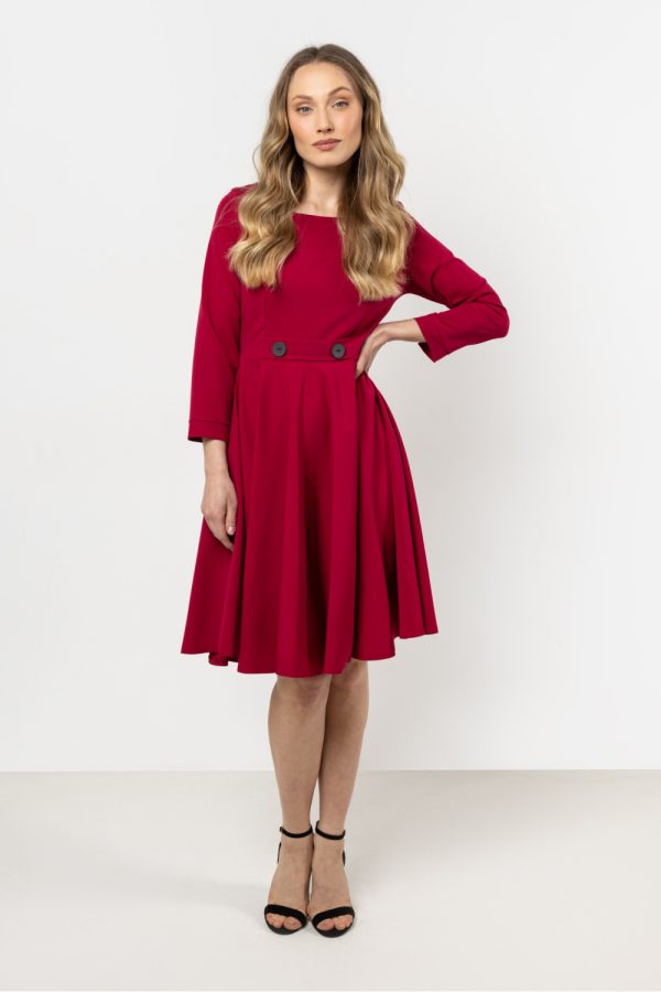 Red Daydress in Day Dresses with Spandex, Polyester and Viscose