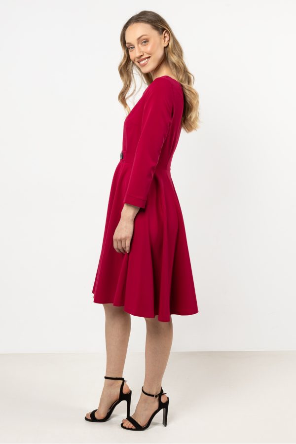 Red Daydress in Day Dresses with Spandex, Polyester and Viscose