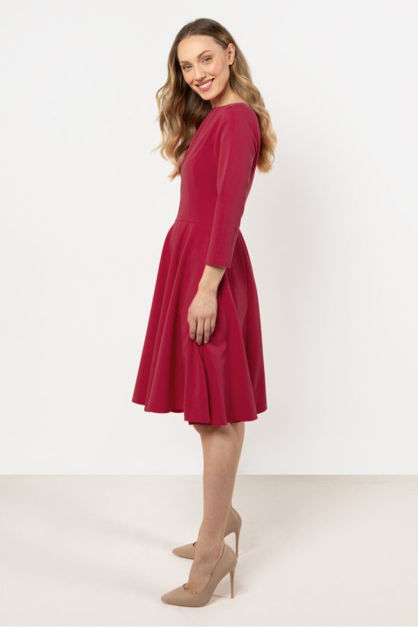 Red Daydress in Day Dresses with Spandex, Polyester and Viscose