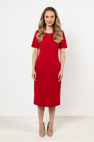 1075735 Red Daydress in Day Dresses with Spandex, Polyester and Viscose