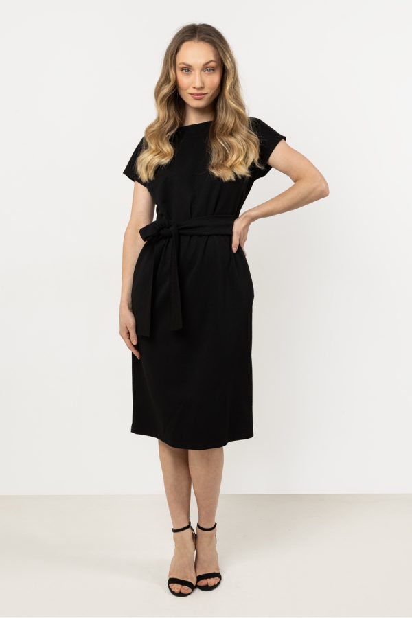 Black Daydress in Day Dresses with Spandex and Polyester