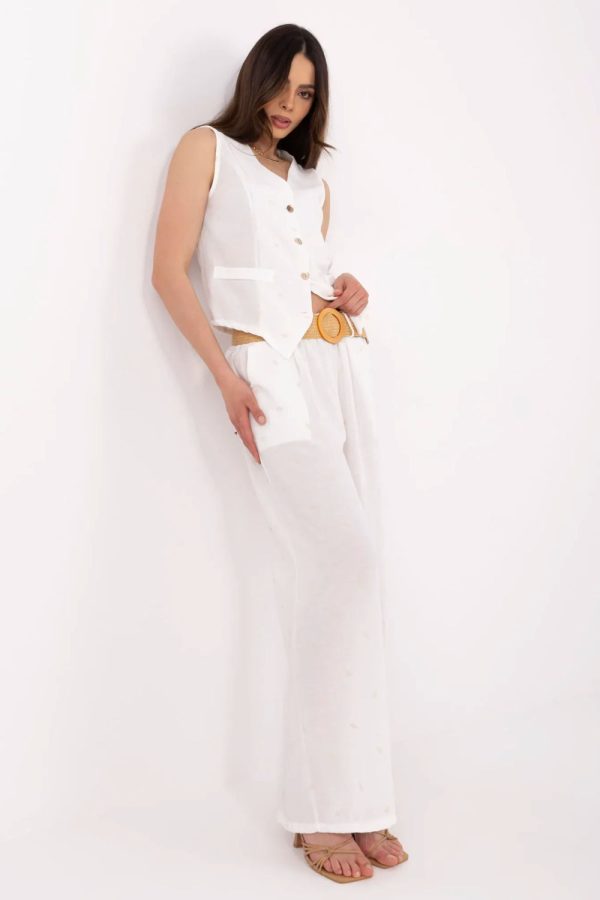 White Set in Pants, Trousers, Shorts with Polyester and Viscose