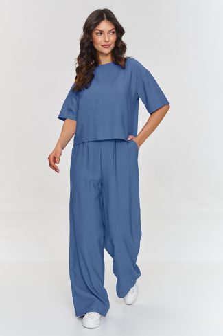 Blue Set in Pants, Trousers, Shorts with Nylon and Rayon