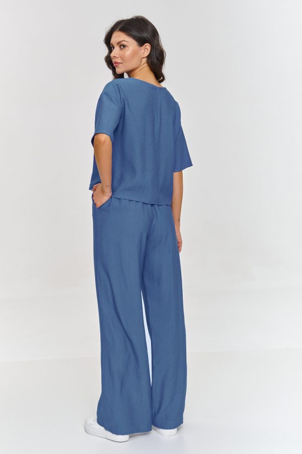 Blue Set in Pants, Trousers, Shorts with Nylon and Rayon