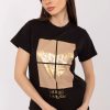 Black T-shirt in Women`s Tops, T-shirts, Singlets with Cotton and Spandex