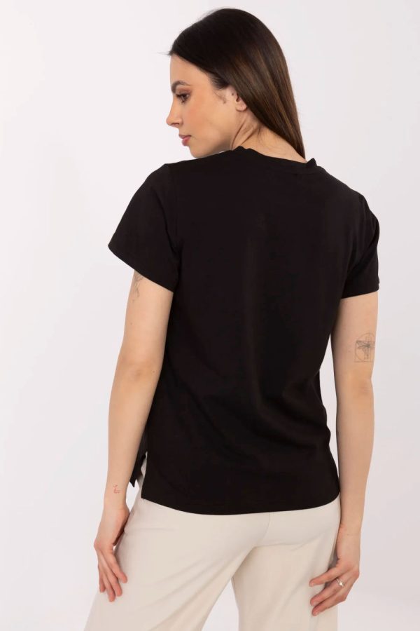 Black T-shirt in Women`s Tops, T-shirts, Singlets with Cotton and Spandex