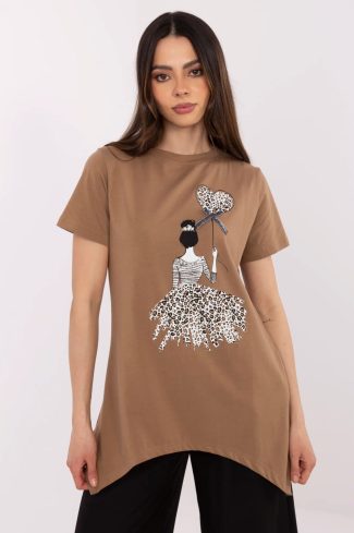 Brown Blouse in Women`s Blouses, Tunics with Cotton and Spandex