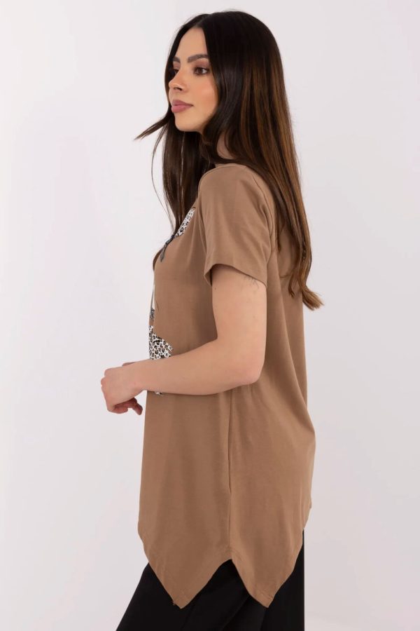 Brown Blouse in Women`s Blouses, Tunics with Cotton and Spandex