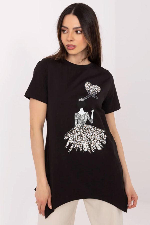 Black Blouse in Women`s Blouses, Tunics with Cotton and Spandex