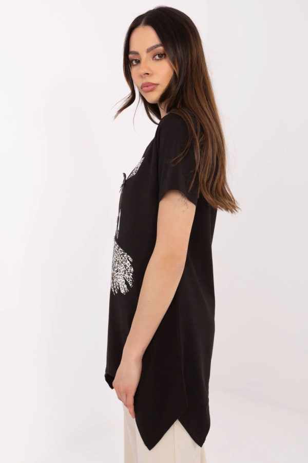 Black Blouse in Women`s Blouses, Tunics with Cotton and Spandex