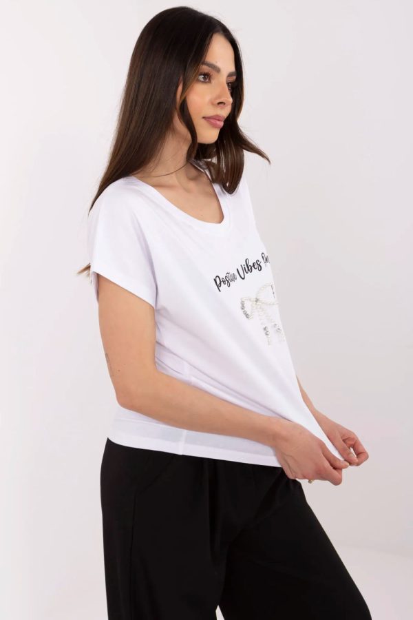 White T-shirt in Women`s Tops, T-shirts, Singlets with Cotton and Spandex