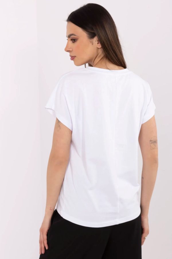 White T-shirt in Women`s Tops, T-shirts, Singlets with Cotton and Spandex
