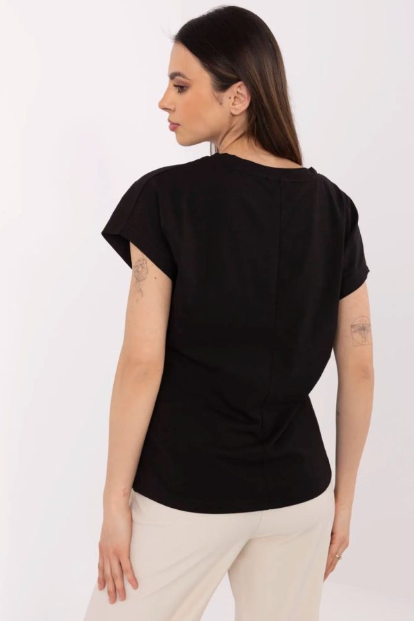Black T-shirt in Women`s Tops, T-shirts, Singlets with Cotton and Spandex