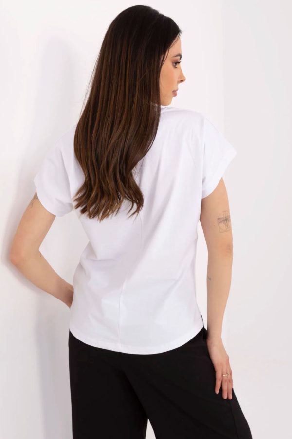 White T-shirt in Women`s Tops, T-shirts, Singlets with Cotton and Spandex