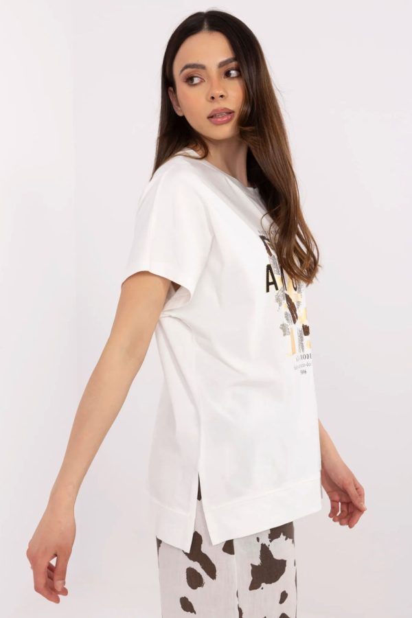 Beige Blouse in Women`s Blouses, Tunics with Cotton and Spandex