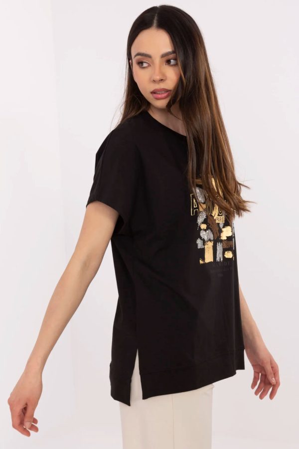 Black Blouse in Women`s Blouses, Tunics with Cotton and Spandex