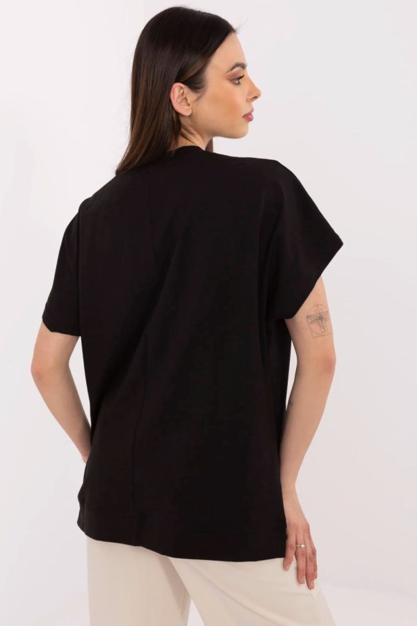 Black Blouse in Women`s Blouses, Tunics with Cotton and Spandex