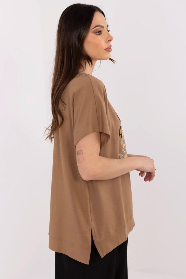 Brown Blouse in Women`s Blouses, Tunics with Cotton and Spandex
