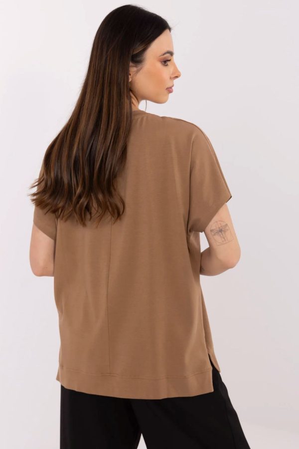 Brown Blouse in Women`s Blouses, Tunics with Cotton and Spandex