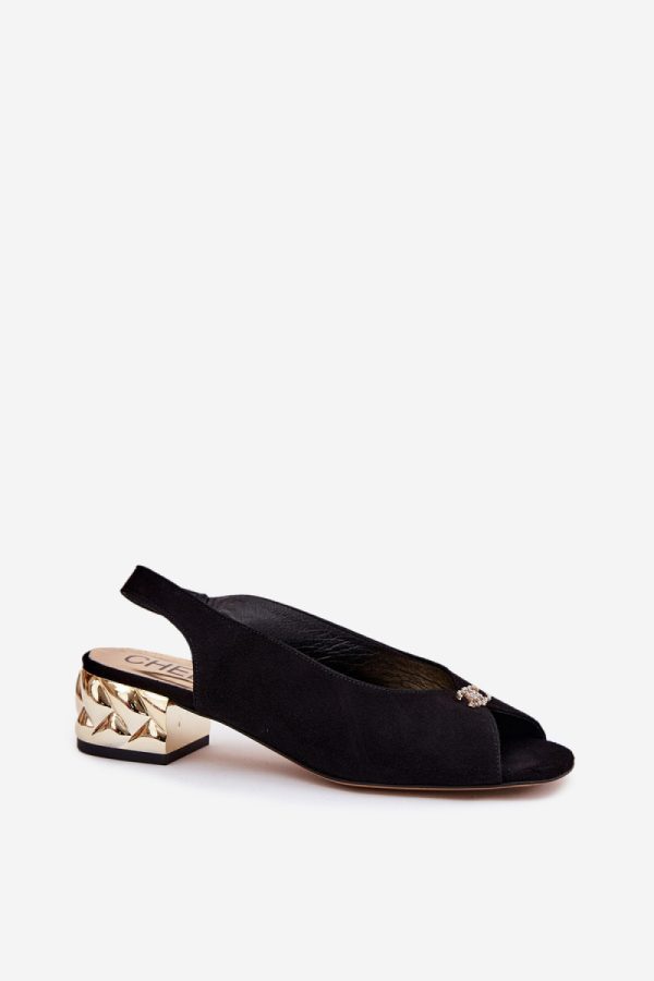 Black Heel Sandals in Sandals & Flip-Flops For Women with Fabric, Footbed and Heel Height
