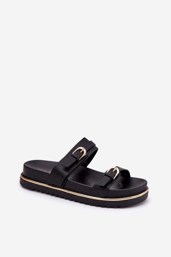 Black Platform Sandals in Sandals & Flip-Flops For Women with Fabric, Footbed and Platform Height