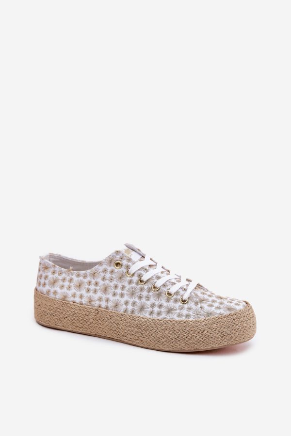 White Platform Sneakers in Women`s Athletic Shoes, Trainers, Sneakers with Fabric, Footbed, Upper Height and Platform Height