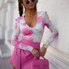 Multicolor Blouse in Women`s Blouses, Tunics with Spandex and Viscose