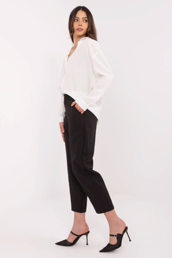 Black Women Trousers in Pants, Trousers, Shorts with Spandex and Polyester