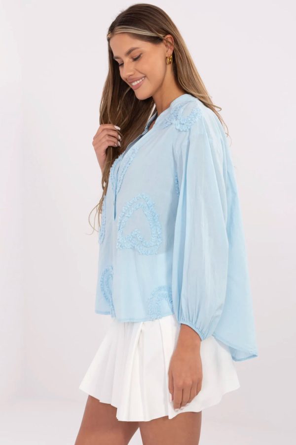 Blue Blouse in Women`s Blouses, Tunics with Cotton
