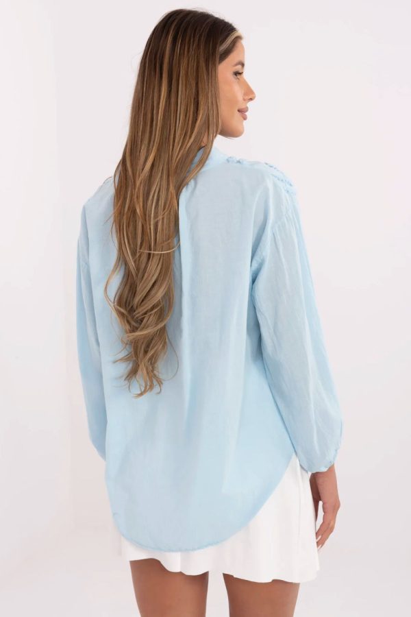 Blue Blouse in Women`s Blouses, Tunics with Cotton