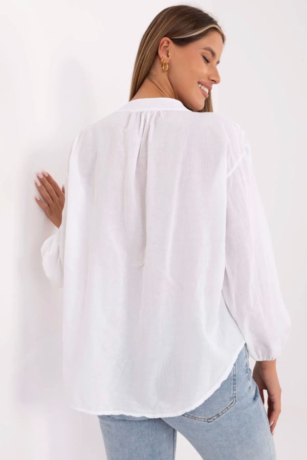 White Blouse in Women`s Blouses, Tunics with Cotton